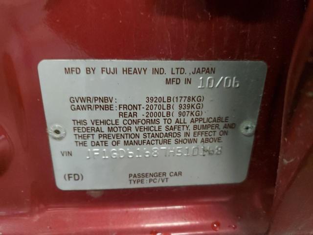2007 Subaru Impreza VIN JF1GD61687H510168 Copart auction photo, front end damage thumbnail 12