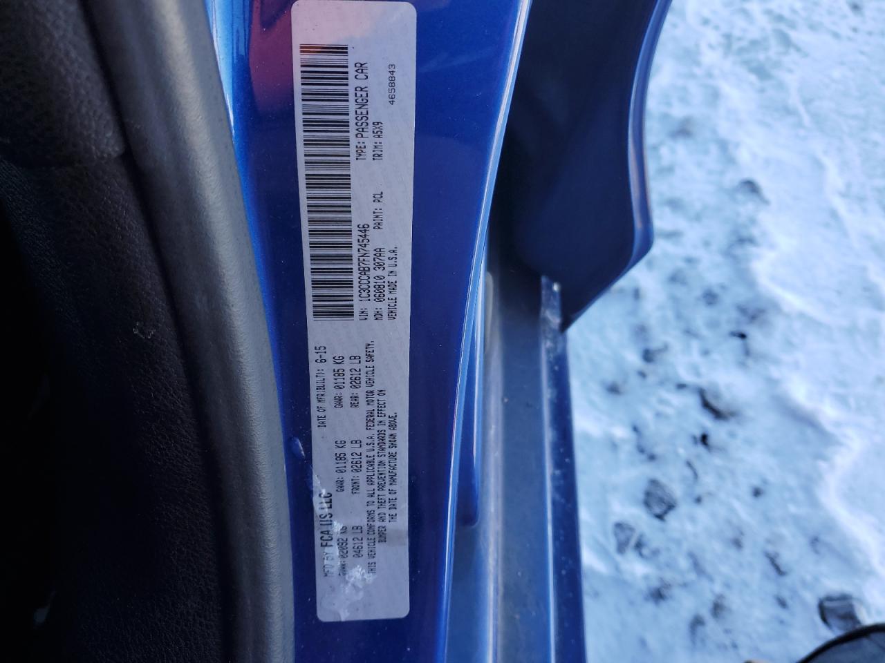 2015 Chrysler 200 VIN 1C3CCCAB7FN745446 Copart auction photo, front end damage thumbnail 12