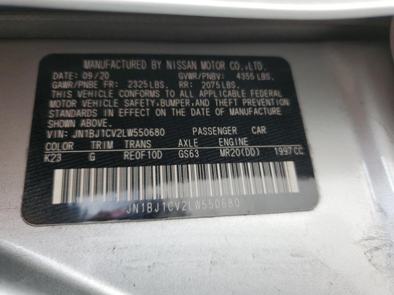 2020 Nissan Rogue VIN JN1BJ1CV2LW550680 Copart auction photo, all over damage thumbnail 15