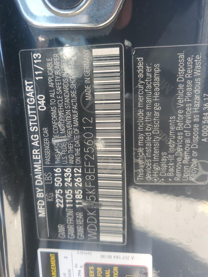 2014 Mercedes-Benz E-klasse VIN WDDKK5KF8EF256012 Copart auction photo, mechanical / normal wear damage thumbnail 12