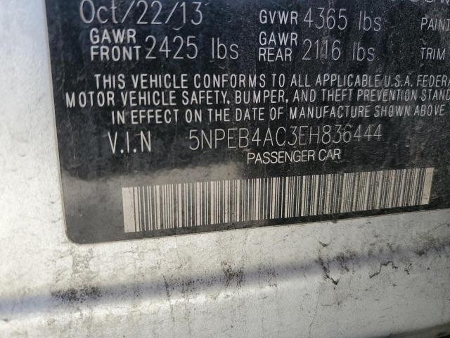 2014 Hyundai Sonata VIN 5NPEB4AC3EH836444 Copart auction photo, front end / side damage thumbnail 12