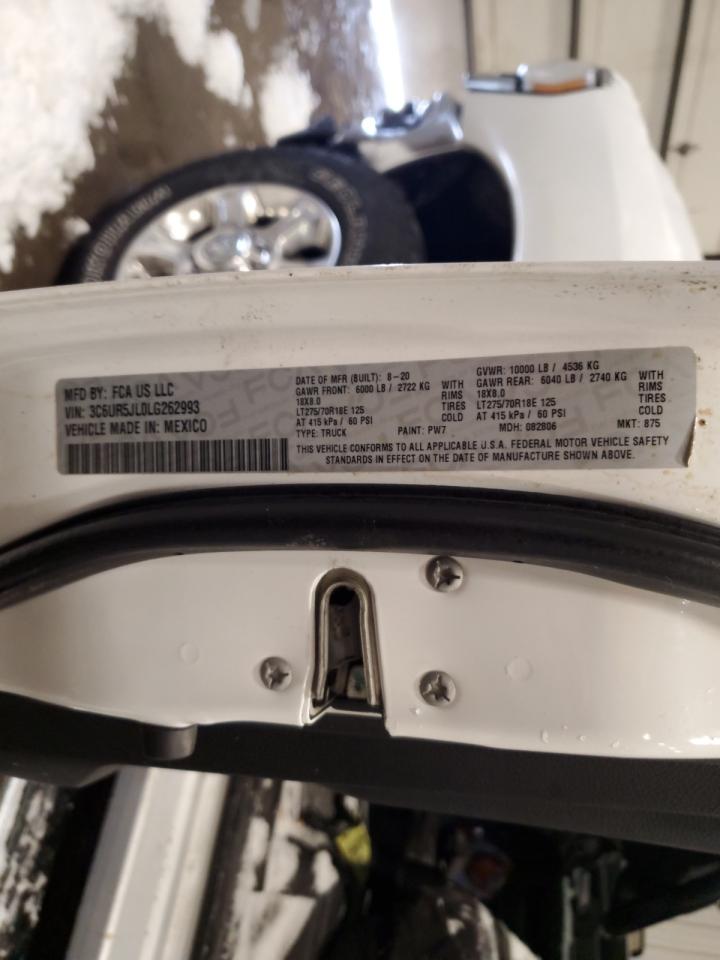 2020 RAM 2500 VIN 3C6UR5JL0LG262993 Copart auction photo, water/flood damage thumbnail 12