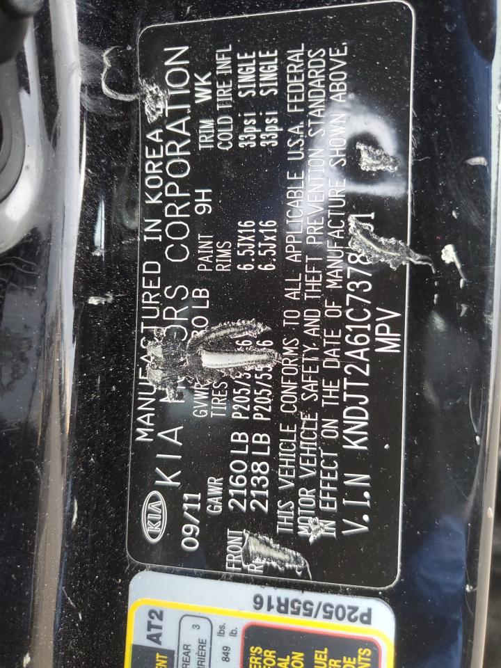 2012 KIA Soul VIN KNDJT2A61C7378091 Copart auction photo, front end damage thumbnail 13