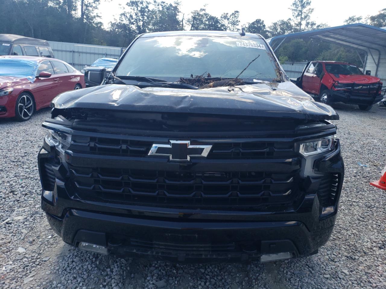 2022 Chevrolet Silverado VIN 1GCUDEET5NZ604636 Copart auction photo, front end / top/roof damage thumbnail 5