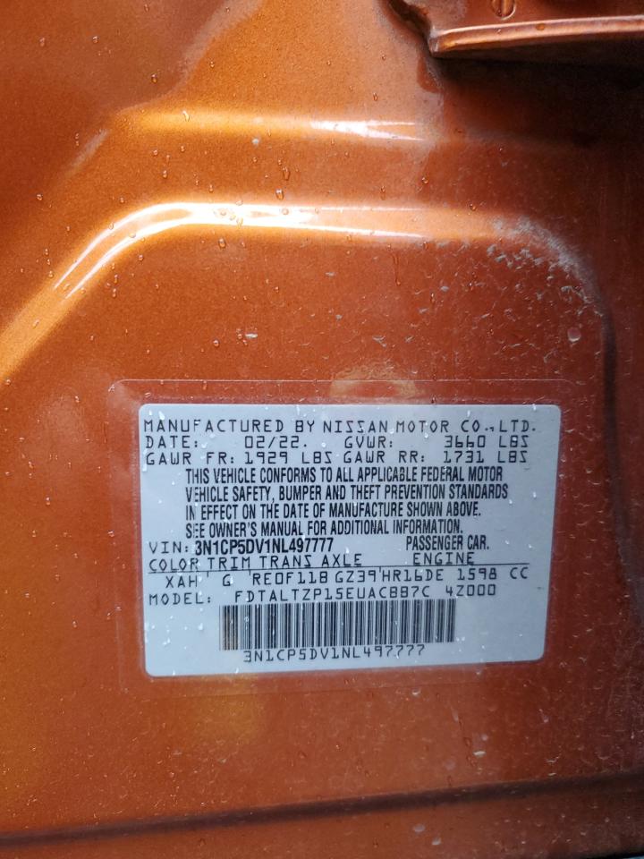 2022 Nissan Kicks VIN 3N1CP5DV1NL497777 Copart auction photo, mechanical / minor dent/scratches damage thumbnail 13