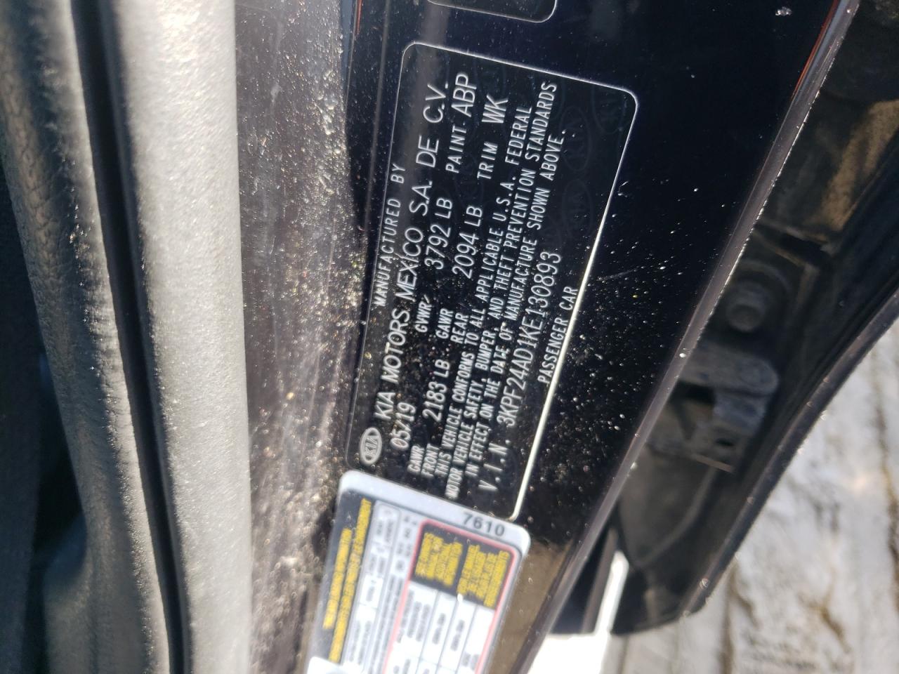 2019 KIA Forte VIN 3KPF24AD1KE130893 Copart auction photo, front end damage thumbnail 12