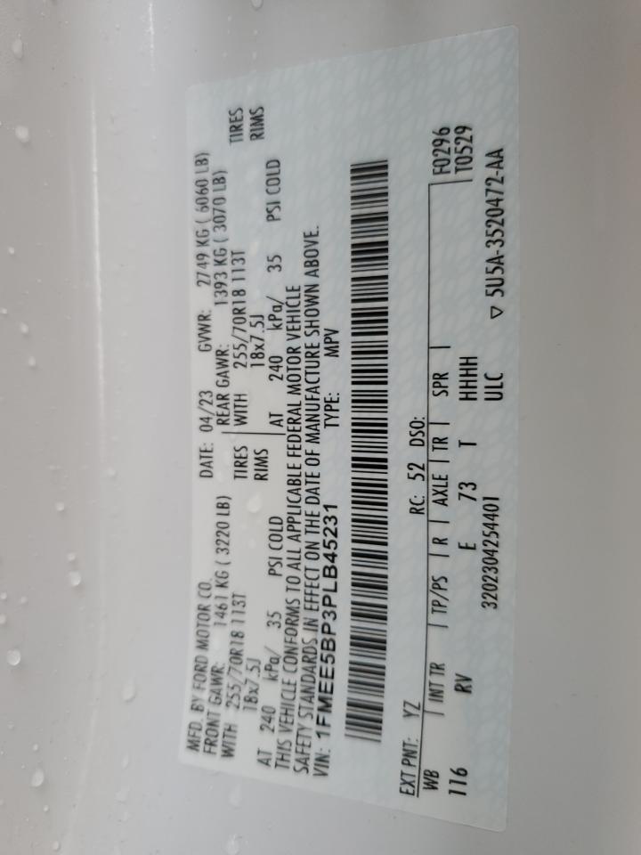 2023 Ford Bronco VIN 1FMEE5BP3PLB45231 Copart auction photo, front end / side damage thumbnail 13