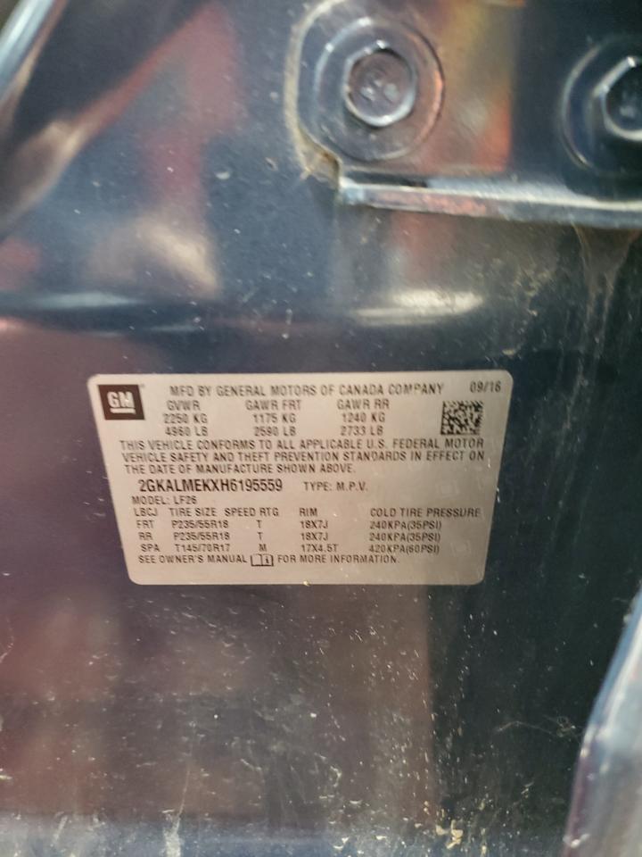 2017 GMC Terrain VIN 2GKALMEKXH6195559 Copart auction photo, undercarriage / front end damage thumbnail 13