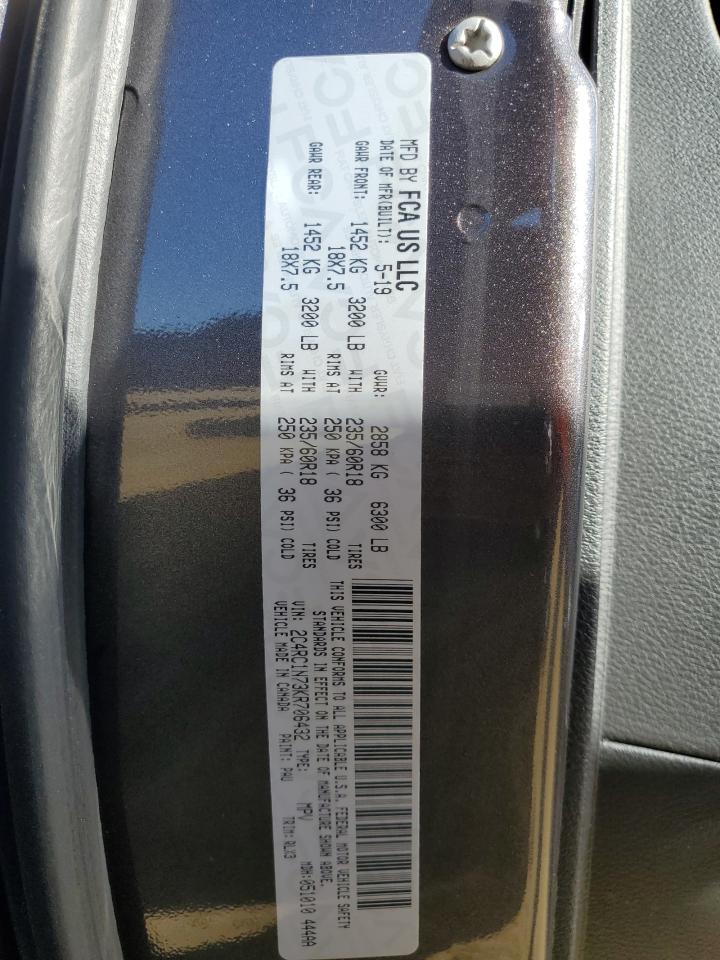 2019 Chrysler Pacifica VIN 2C4RC1N73KR706432 Copart auction photo, side damage thumbnail 13