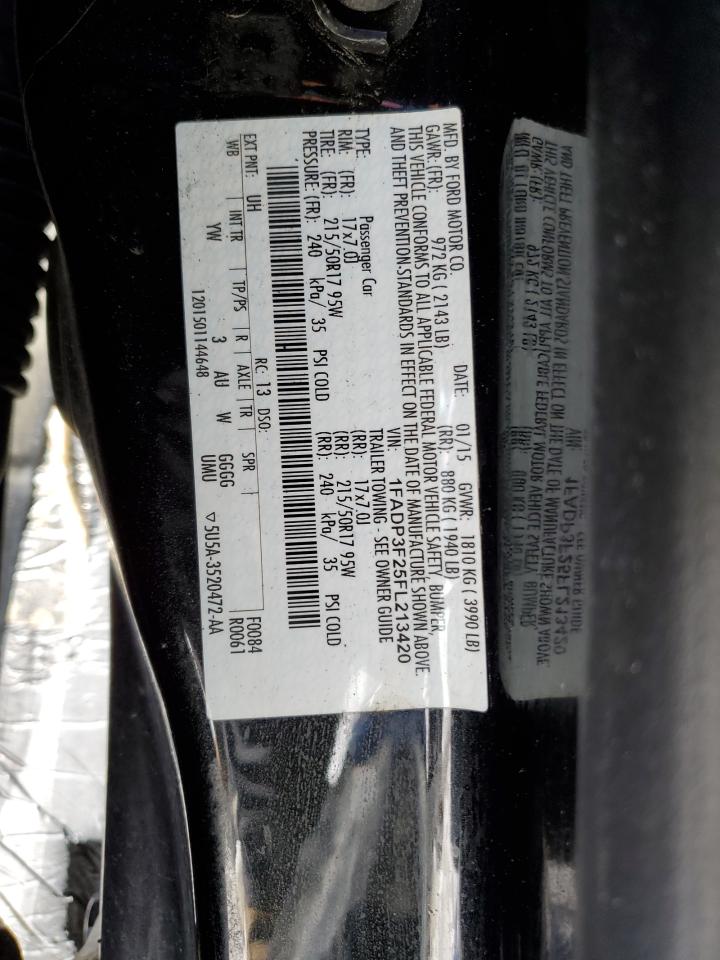 2015 Ford Focus VIN 1FADP3F25FL213420 Copart auction photo, undercarriage damage thumbnail 12