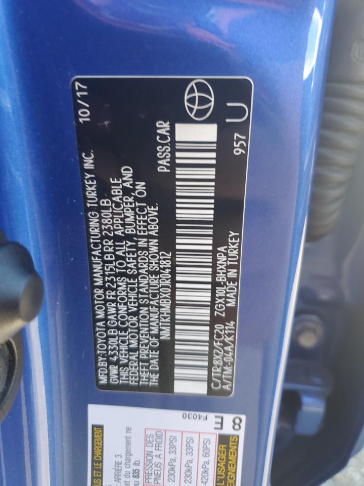 2018 Toyota C-HR VIN NMTKHMBX0JR041812 Copart auction photo, front end / minor dent/scratches damage thumbnail 13