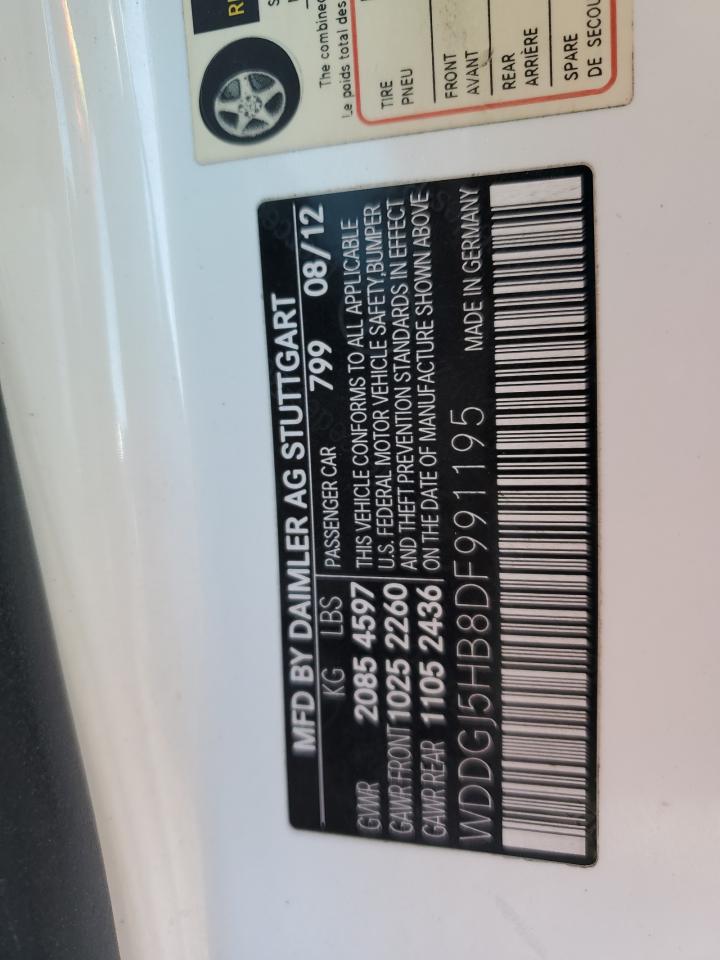 2013 Mercedes-Benz C-klasse VIN WDDGJ5HB8DF991195 Copart auction photo, front end damage thumbnail 12