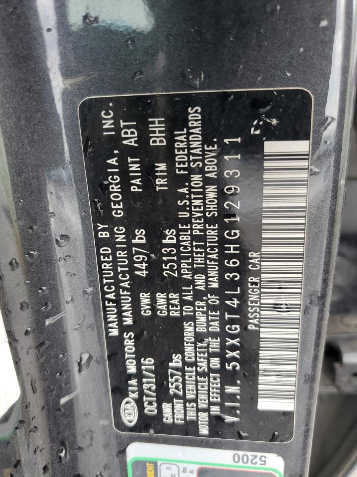 2017 KIA Optima VIN 5XXGT4L36HG129311 Copart auction photo, all over damage thumbnail 12