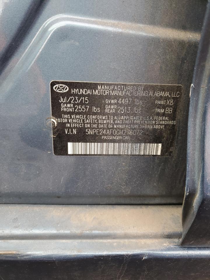 2016 Hyundai Sonata VIN 5NPE24AF0GH276072 Copart auction photo, front end damage thumbnail 12