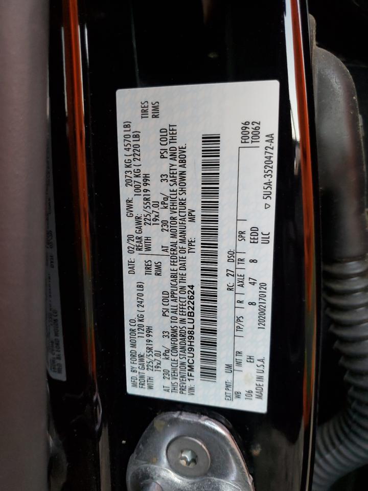 2020 Ford Escape VIN 1FMCU9H98LUB22624 Copart auction photo, mechanical / all over damage thumbnail 15