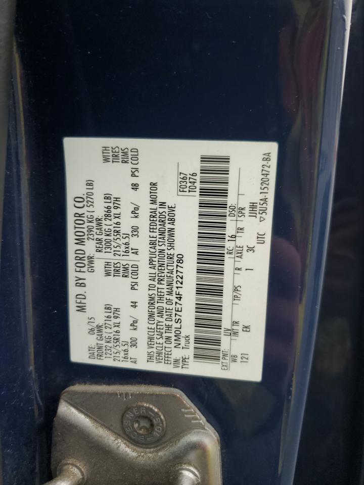 2015 Ford Transit VIN NM0LS7E74F1227780 Copart auction photo, rear end damage thumbnail 13