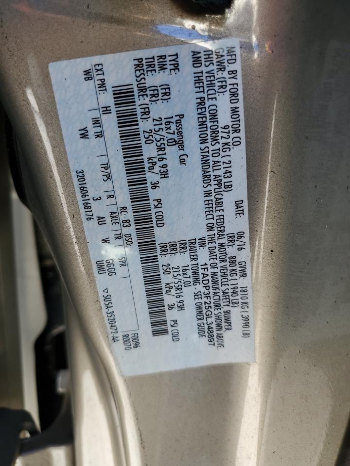 2016 Ford Focus VIN 1FADP3F25GL348897 Copart auction photo, rear end damage thumbnail 15