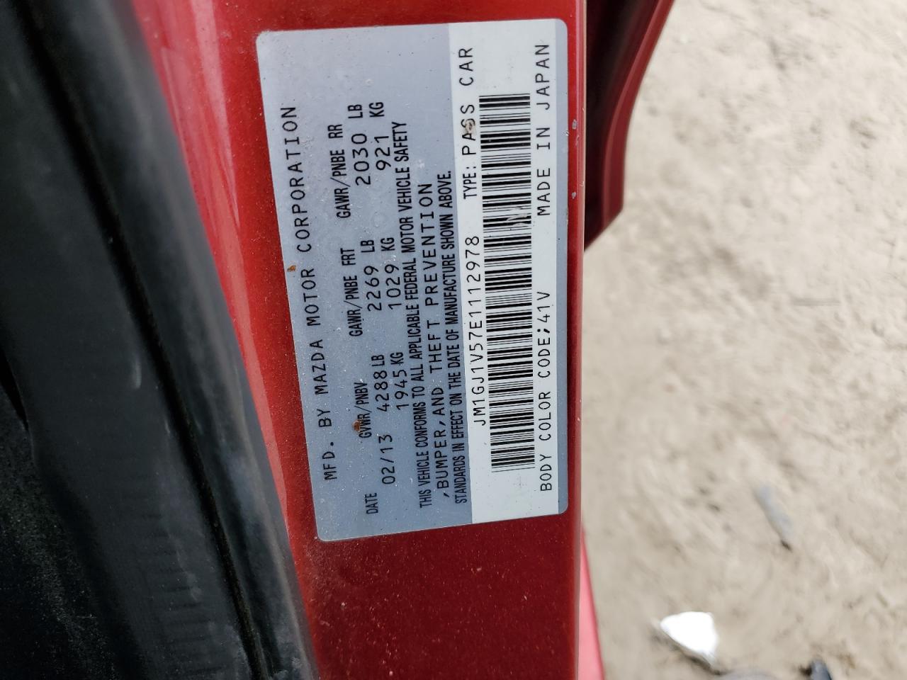 2014 Mazda 6 VIN JM1GJ1V57E1112978 Copart auction photo, front end damage thumbnail 14