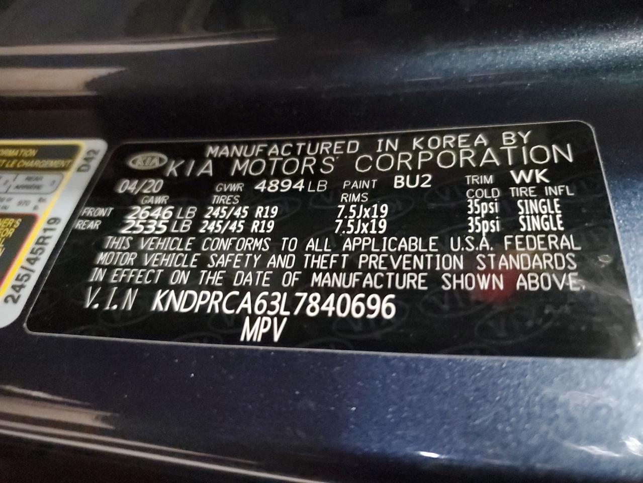 2020 KIA Sportage VIN KNDPRCA63L7840696 Copart auction photo, front end damage thumbnail 15