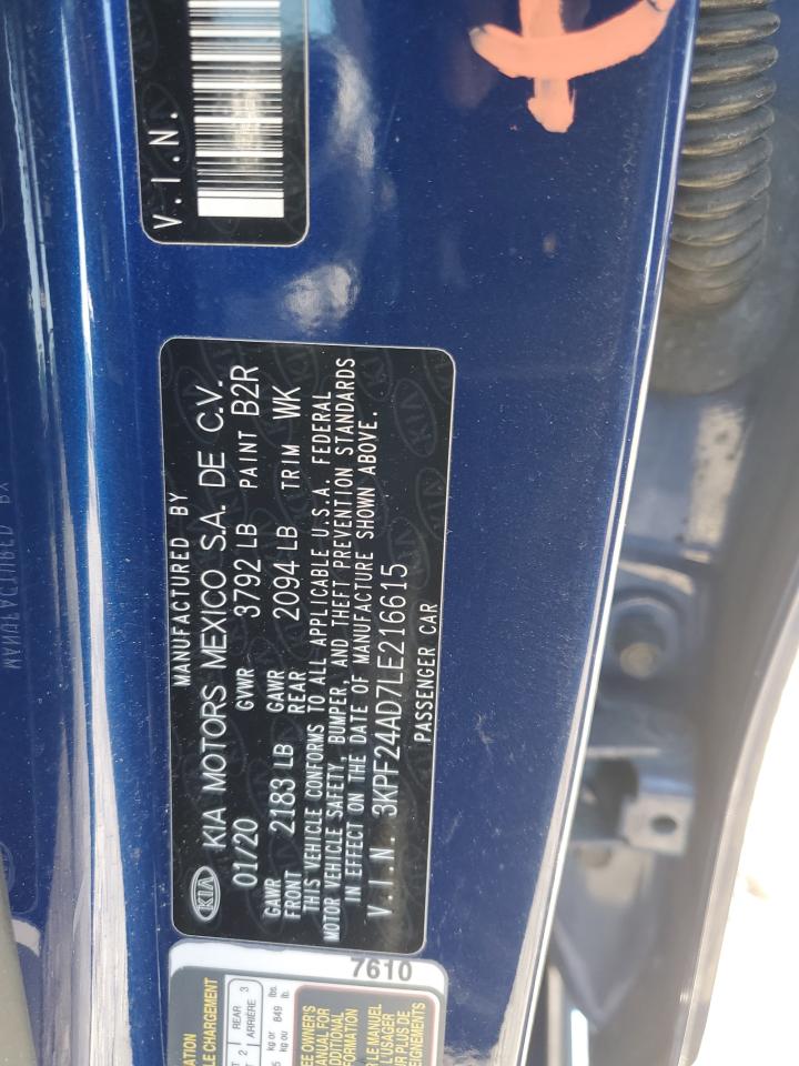 2020 KIA Forte VIN 3KPF24AD7LE216615 Copart auction photo, front end damage thumbnail 14