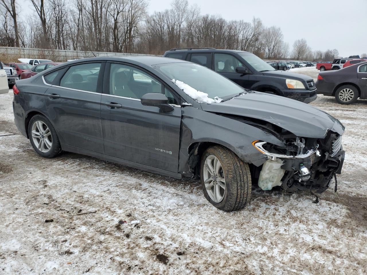 2018 Ford Fusion VIN 3FA6P0UU6JR100498 Copart auction photo, front end / side damage thumbnail 4