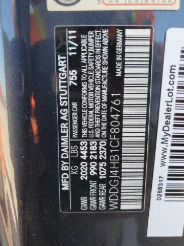 2012 Mercedes-Benz C-klasse VIN WDDGJ4HB1CF804761 Copart auction photo, side damage thumbnail 12