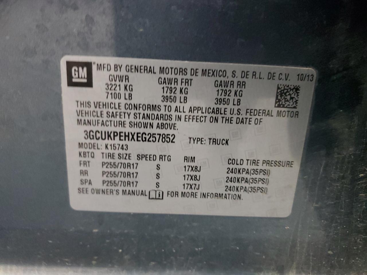 2014 Chevrolet Silverado VIN 3GCUKPEHXEG257852 Copart auction photo, front end damage thumbnail 14