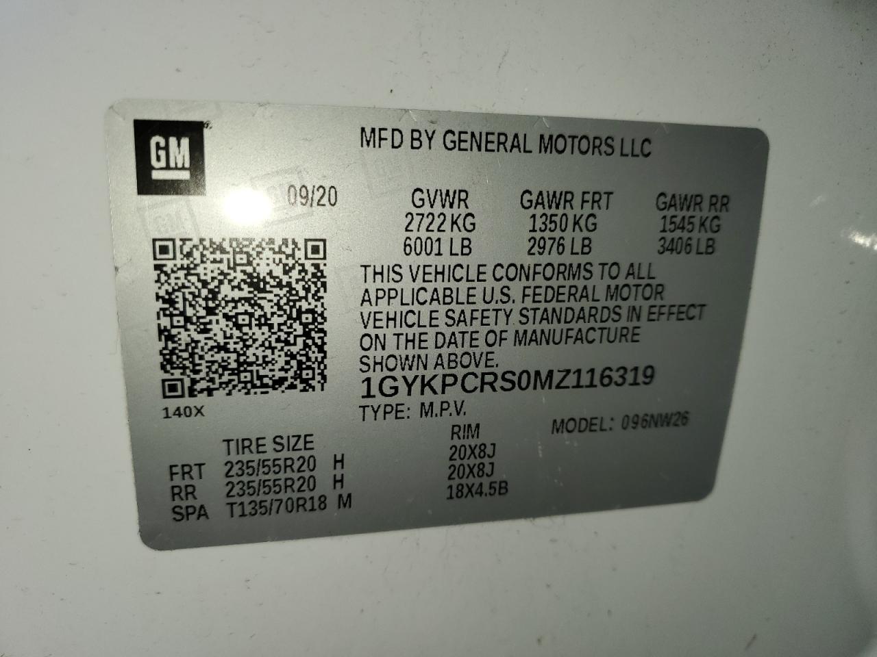 2021 Cadillac XT6 VIN 1GYKPCRS0MZ116319 Copart auction photo, front end damage thumbnail 14