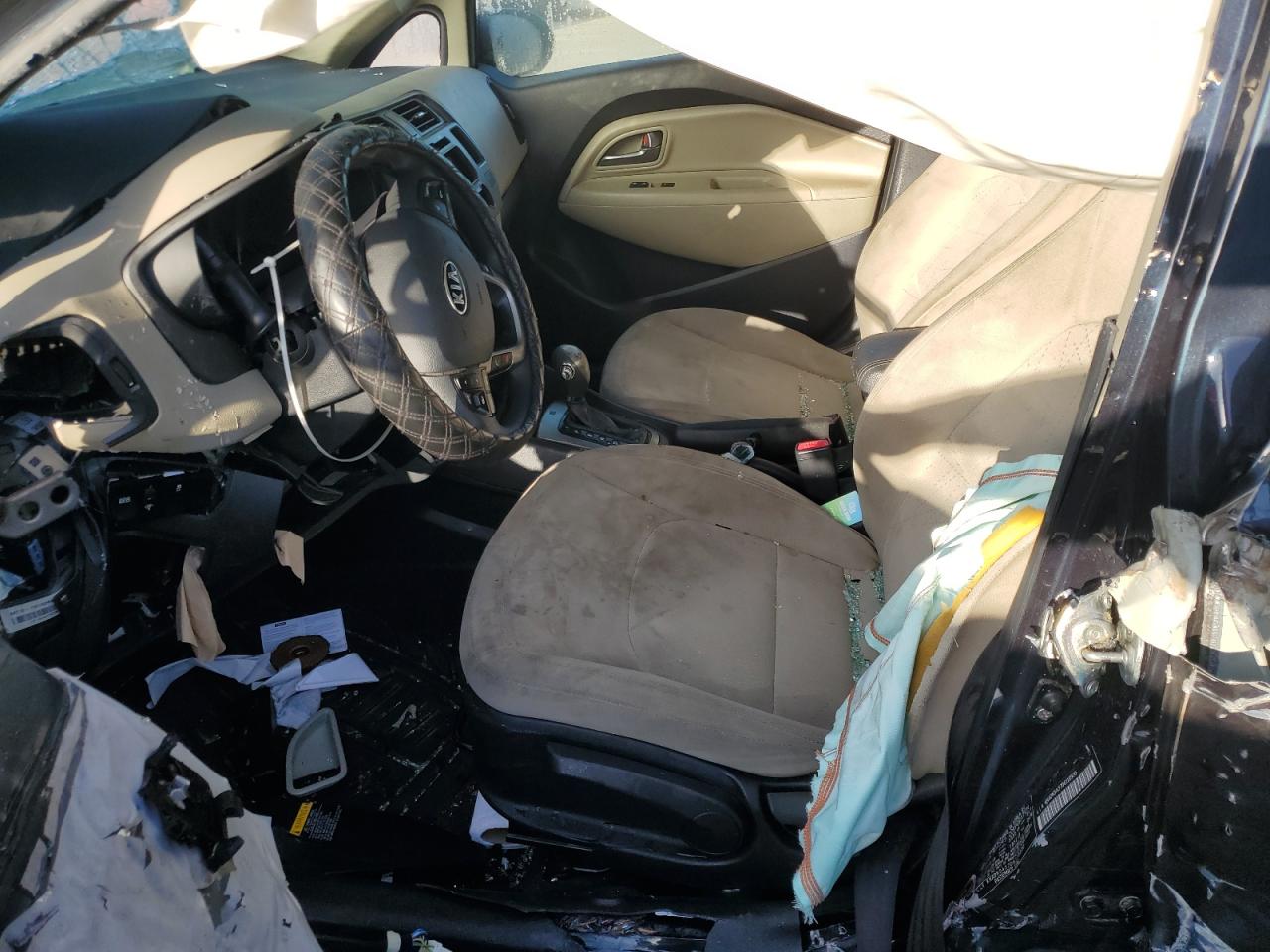 2013 KIA Rio VIN KNADN5A37D6118930 Copart auction photo, all over damage thumbnail 7