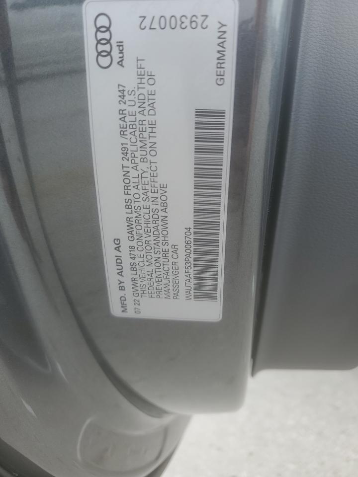 2023 Audi 100 VIN WAUTAAF53PA006704 Copart auction photo, rear end damage thumbnail 13
