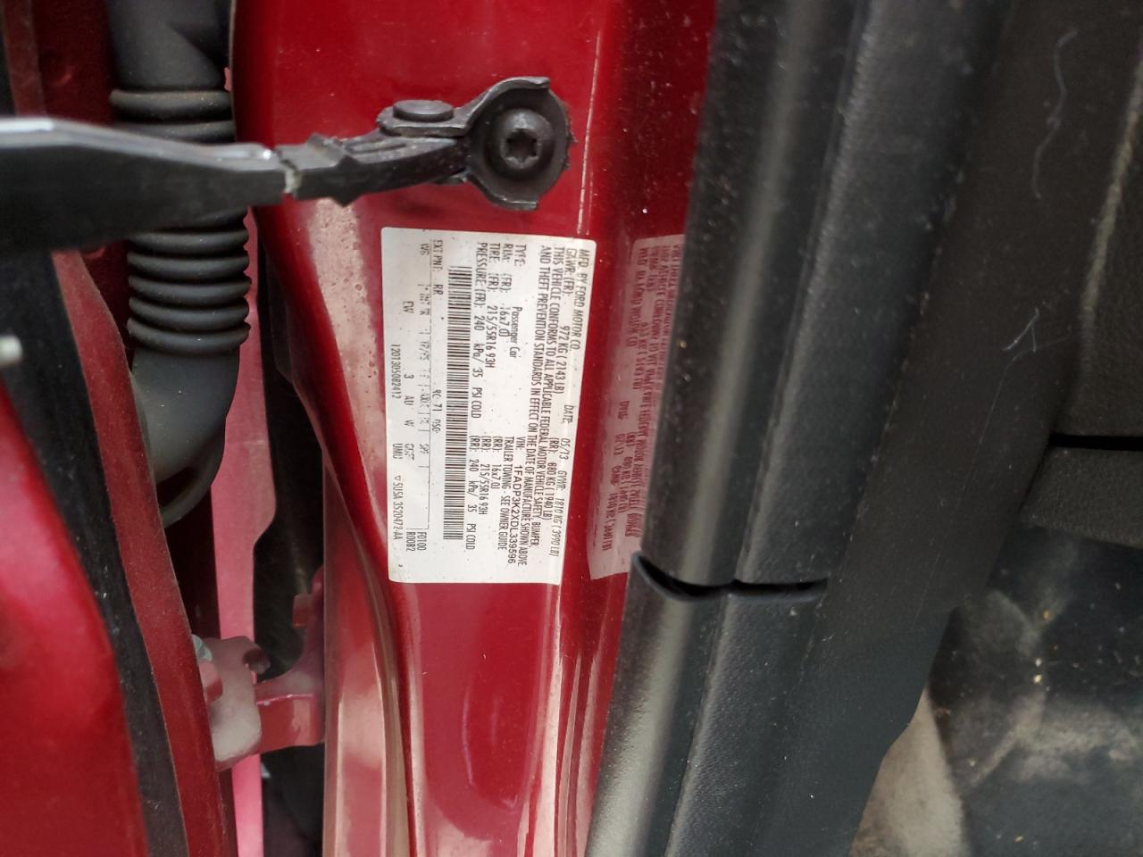 2013 Ford Focus VIN 1FADP3K2XDL339596 Copart auction photo, all over / hail damage thumbnail 12