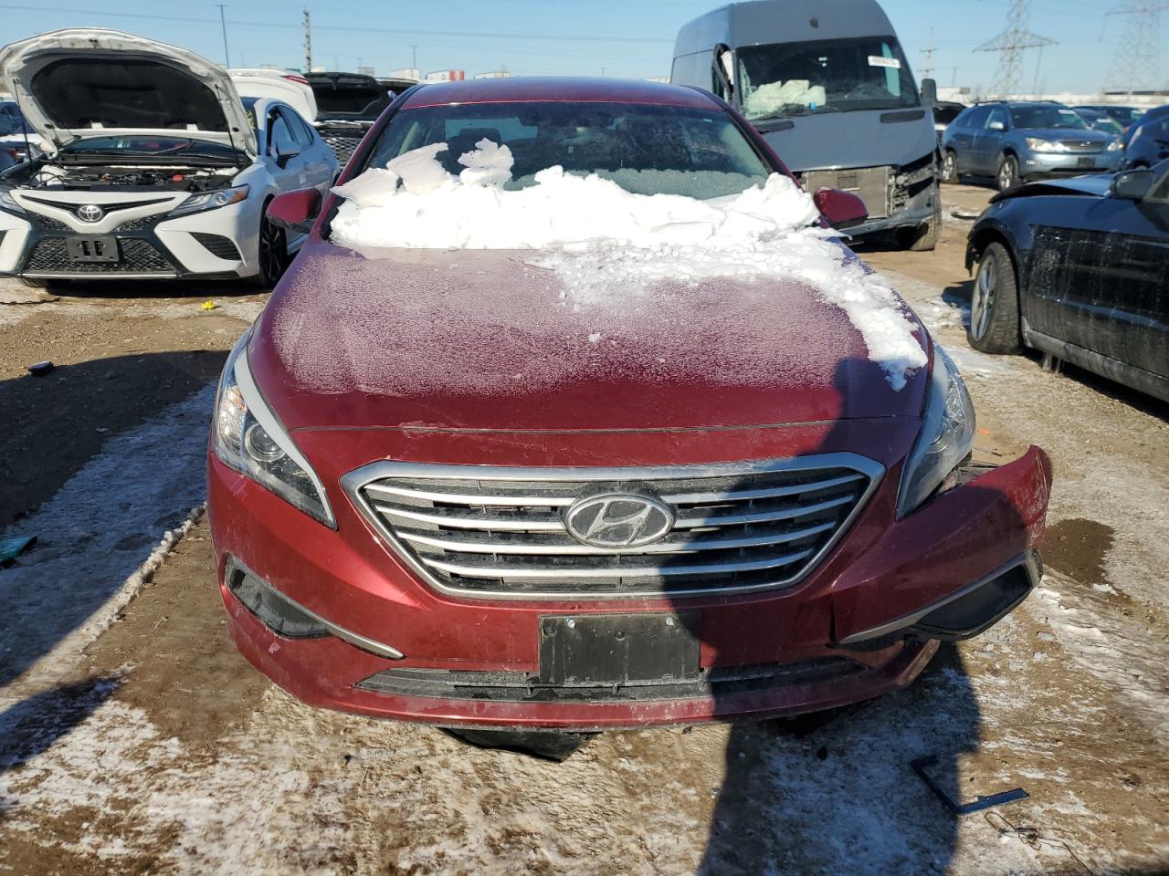 2016 Hyundai Sonata VIN 5NPE24AF1GH350373 Copart auction photo, front end / side damage thumbnail 5
