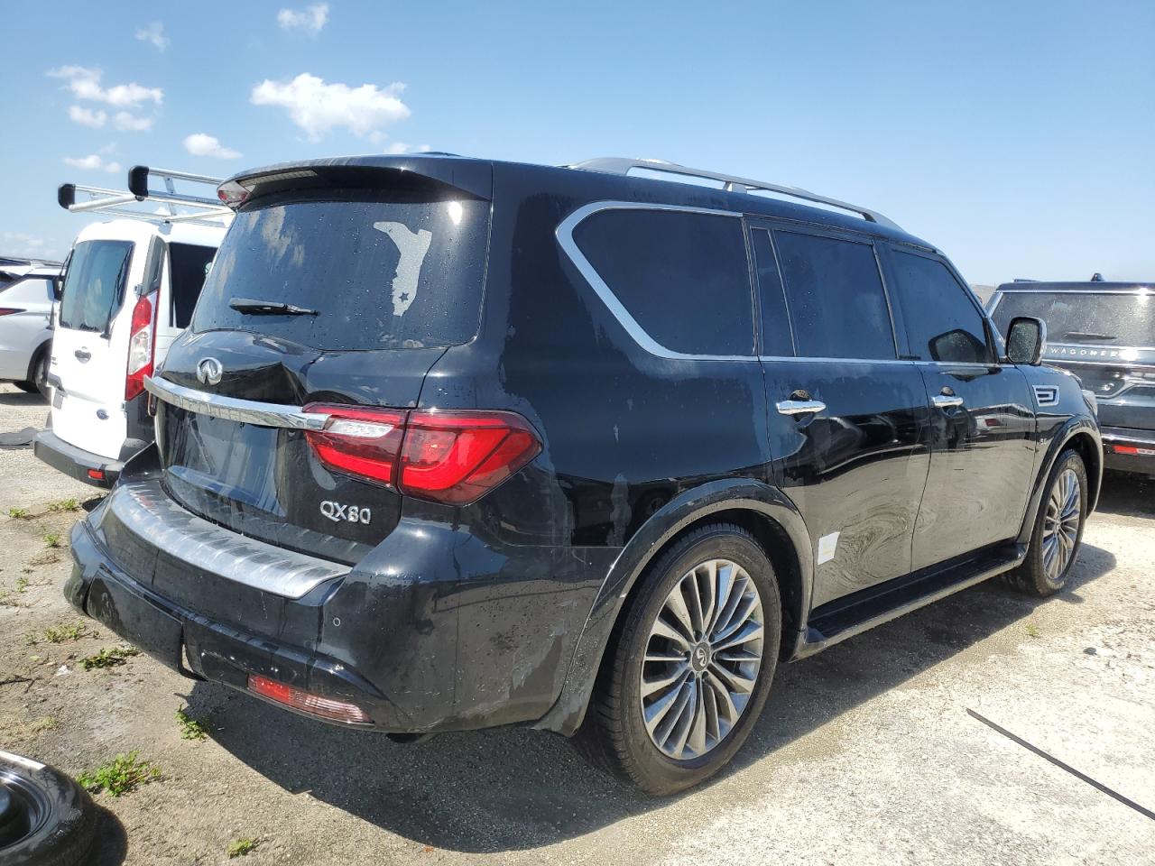 2018 Infiniti QX80 VIN JN8AZ2NE1J9190953 Copart auction photo, water/flood / rear end damage thumbnail 3