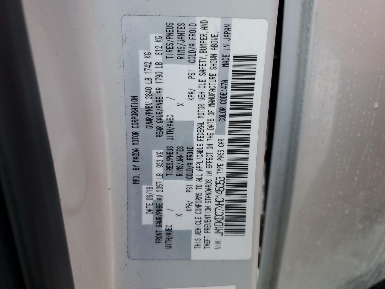 2017 Mazda CX-3 VIN JM1DKDC7XH0145053 Copart auction photo, rear end / front end damage thumbnail 14