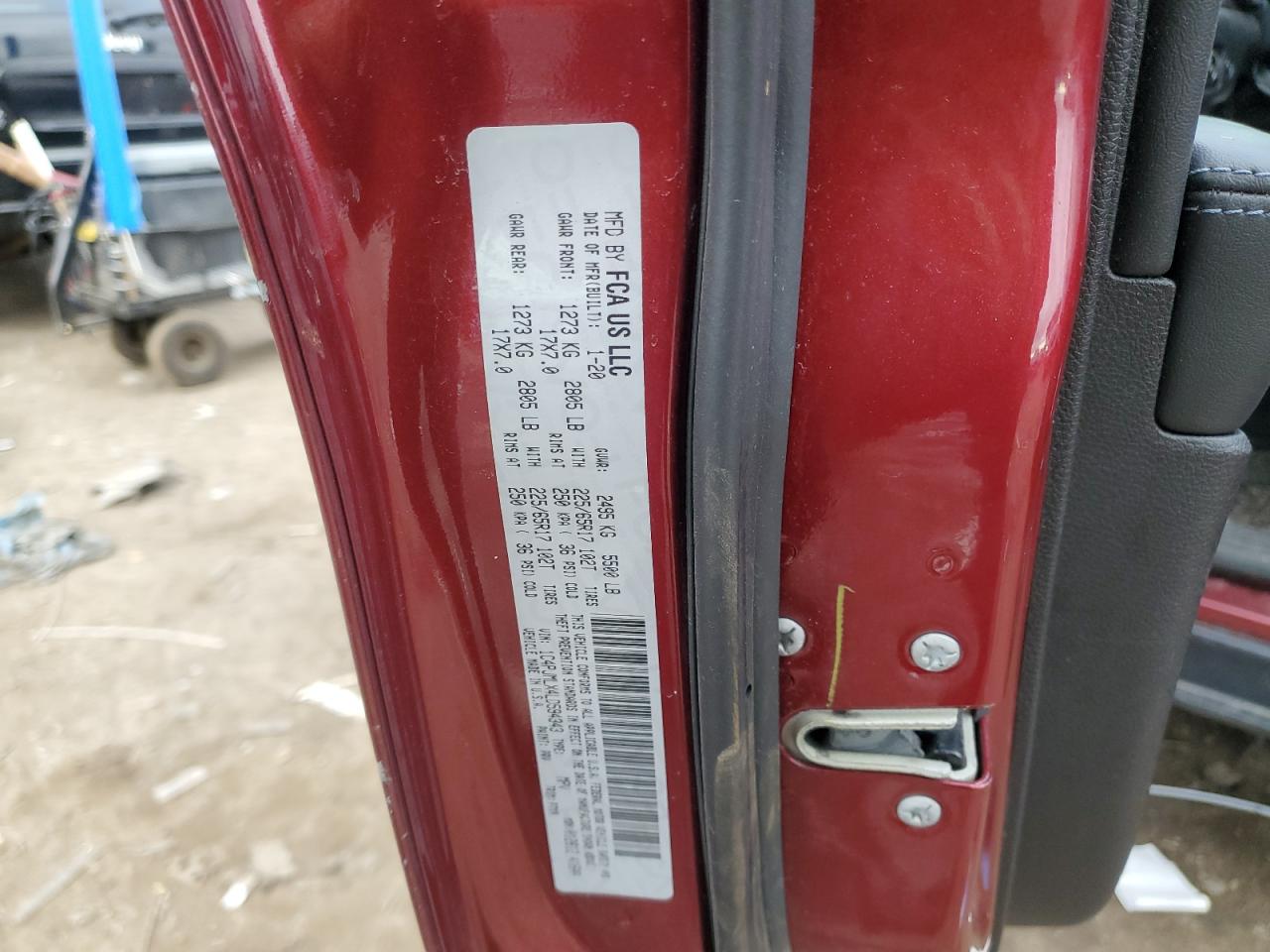 2020 Jeep Grand Cherokee VIN 1C4PJMLX4LD594343 Copart auction photo, front end damage thumbnail 15