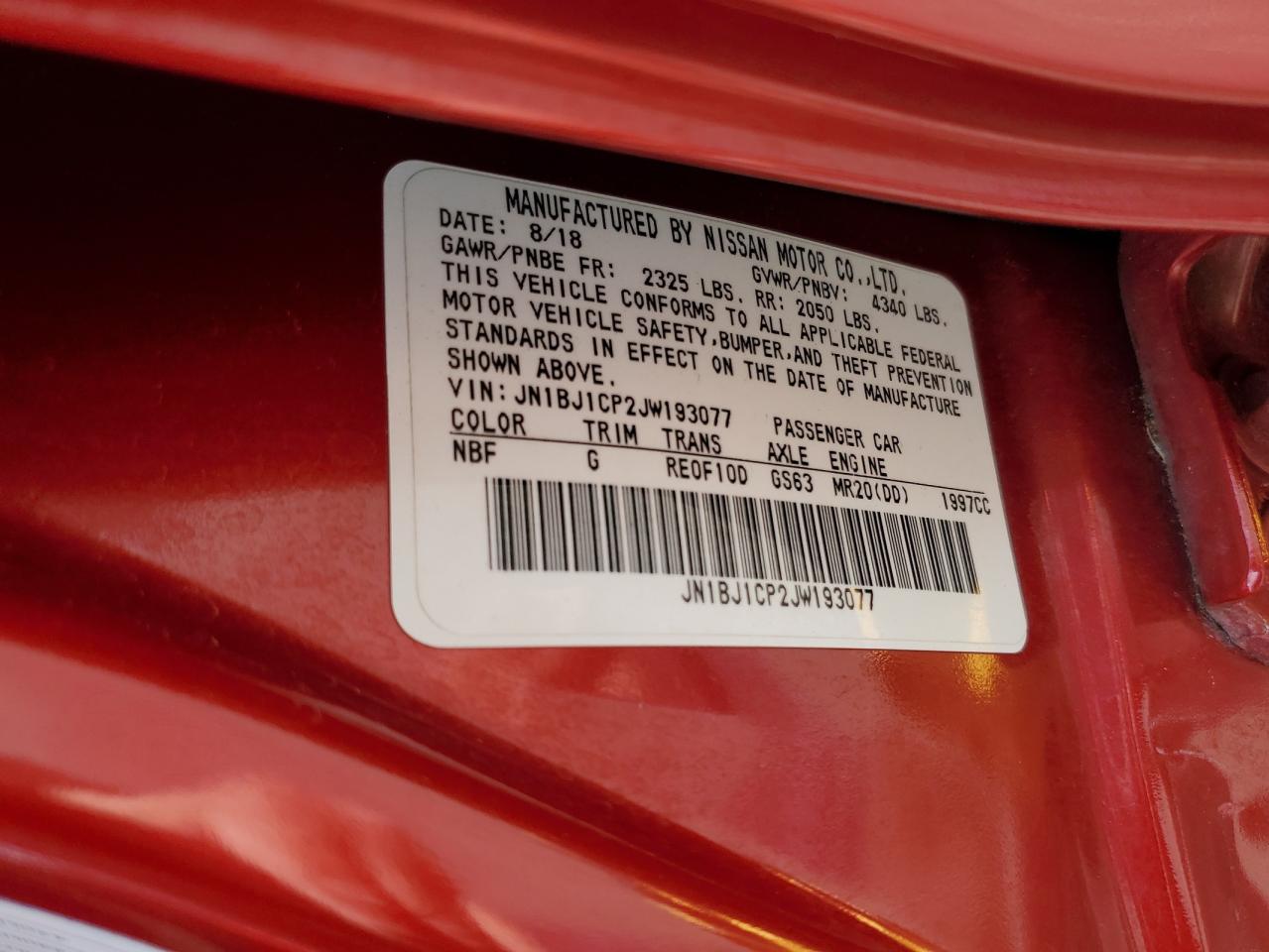 2018 Nissan Rogue VIN JN1BJ1CP2JW193077 Copart auction photo, front end / side damage thumbnail 14