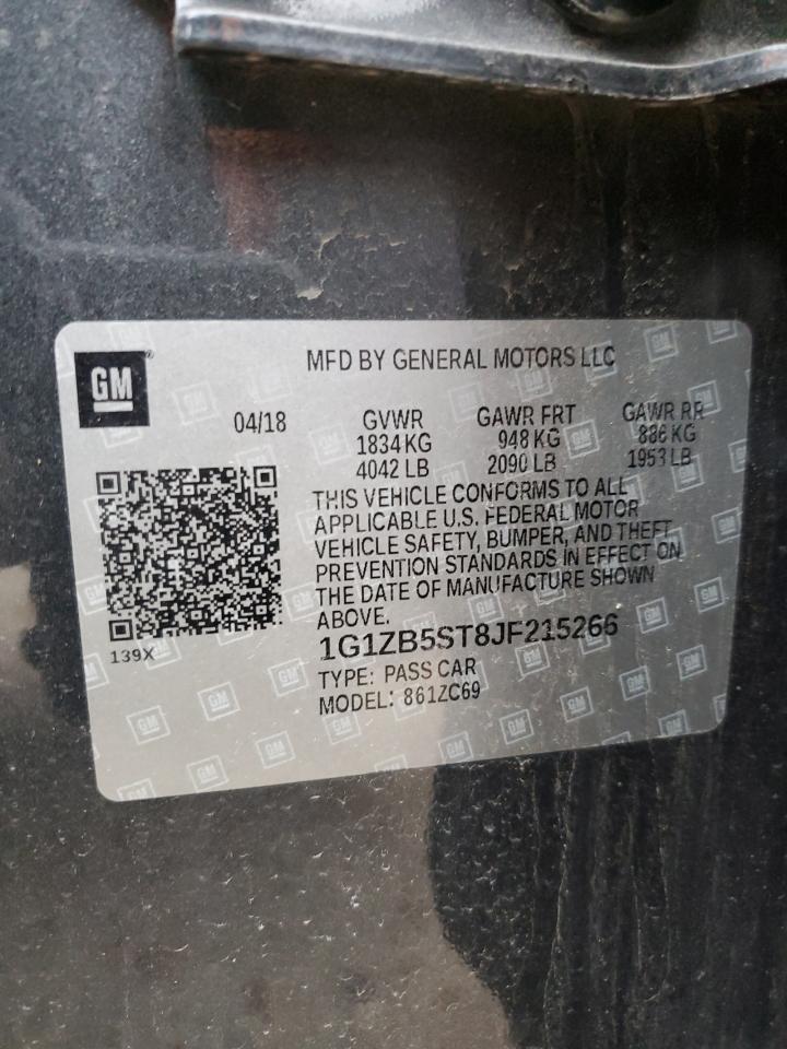 2018 Chevrolet Malibu VIN 1G1ZB5ST8JF215266 Copart auction photo, front end / rear end damage thumbnail 12