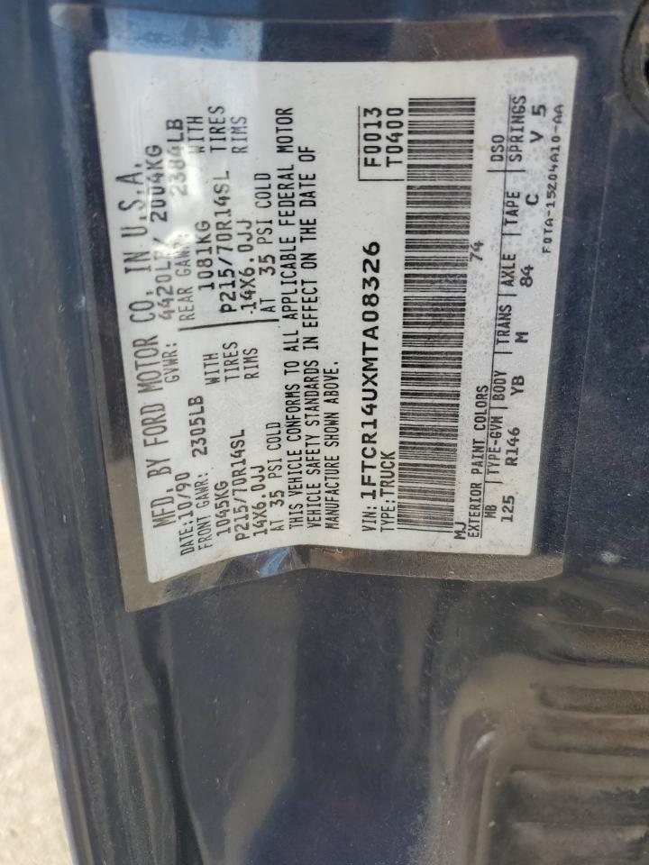1991 Ford Ranger VIN 1FTCR14UXMTA08326 Copart auction photo, minor dent/scratches damage thumbnail 12