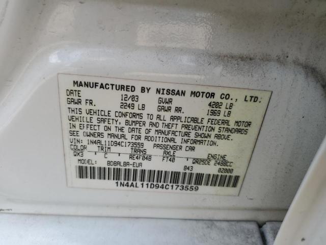 2004 Nissan Altima VIN 1N4AL11D94C173559 Copart auction photo, mechanical damage thumbnail 12