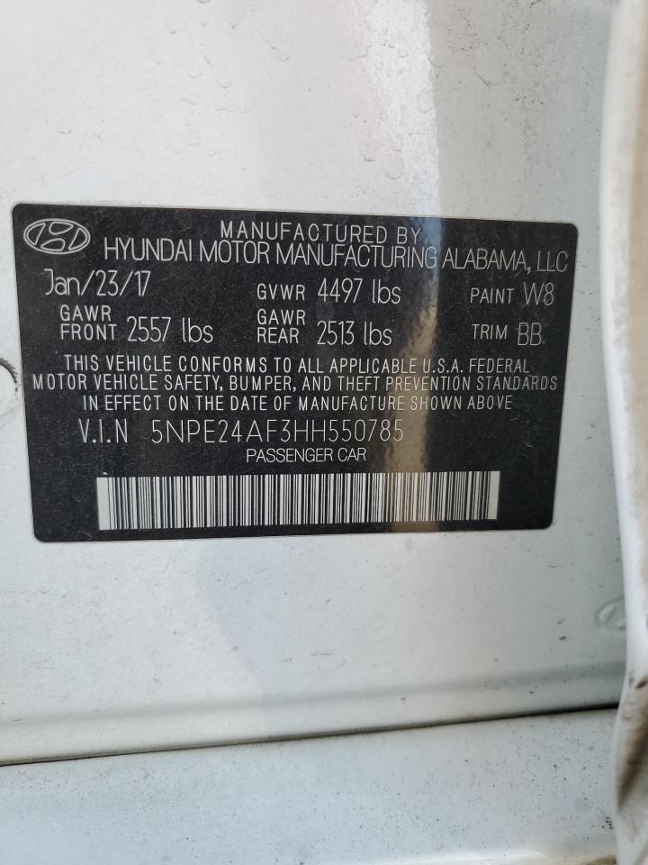 2017 Hyundai Sonata VIN 5NPE24AF3HH550785 Copart auction photo, front end damage thumbnail 13