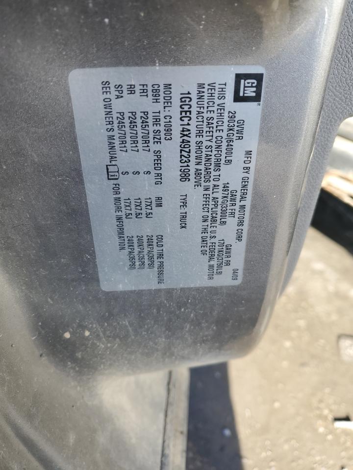 2009 Chevrolet Silverado VIN 1GCEC14X49Z231986 Copart auction photo, rear end / minor dent/scratches damage thumbnail 12