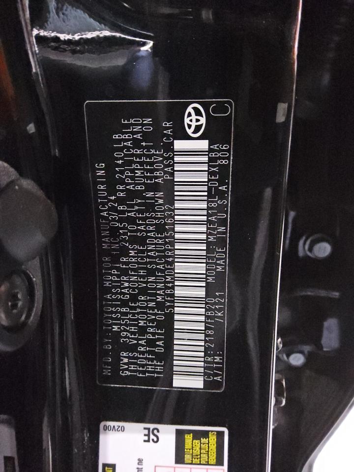 2024 Toyota Corolla VIN 5YFB4MDE4RP151632 Copart auction photo, side damage thumbnail 13