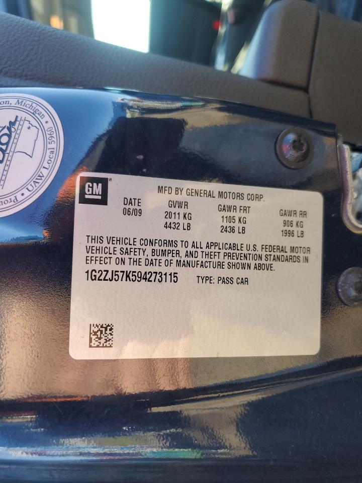 2009 Pontiac G6 VIN 1G2ZJ57K594273115 Copart auction photo, front end damage thumbnail 12