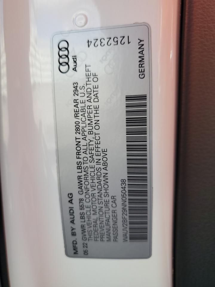 2022 Audi A7 VIN WAUV2BF29NN050438 Copart auction photo, front end damage thumbnail 12