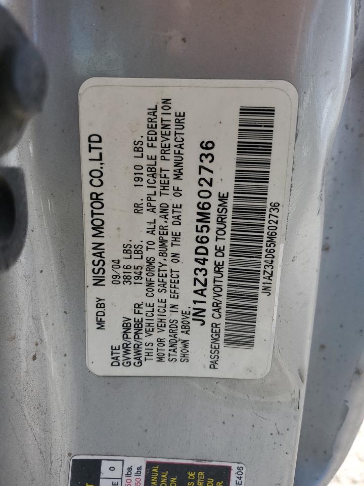 2005 Nissan 350Z VIN JN1AZ34D65M602736 Copart auction photo, all over damage thumbnail 14