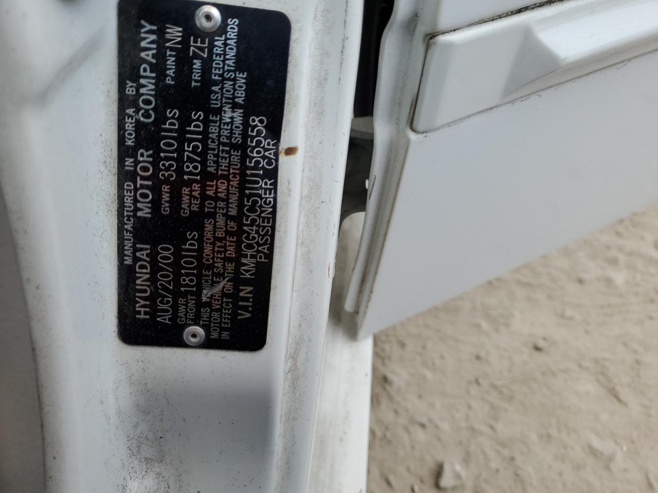 2001 Hyundai Accent VIN KMHCG45C51U156558 Copart auction photo, normal wear damage thumbnail 12