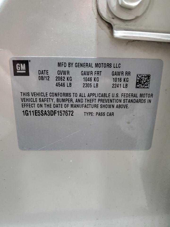 2013 Chevrolet Malibu VIN 1G11E5SA3DF157672 Copart auction photo, front end / rear end damage thumbnail 15
