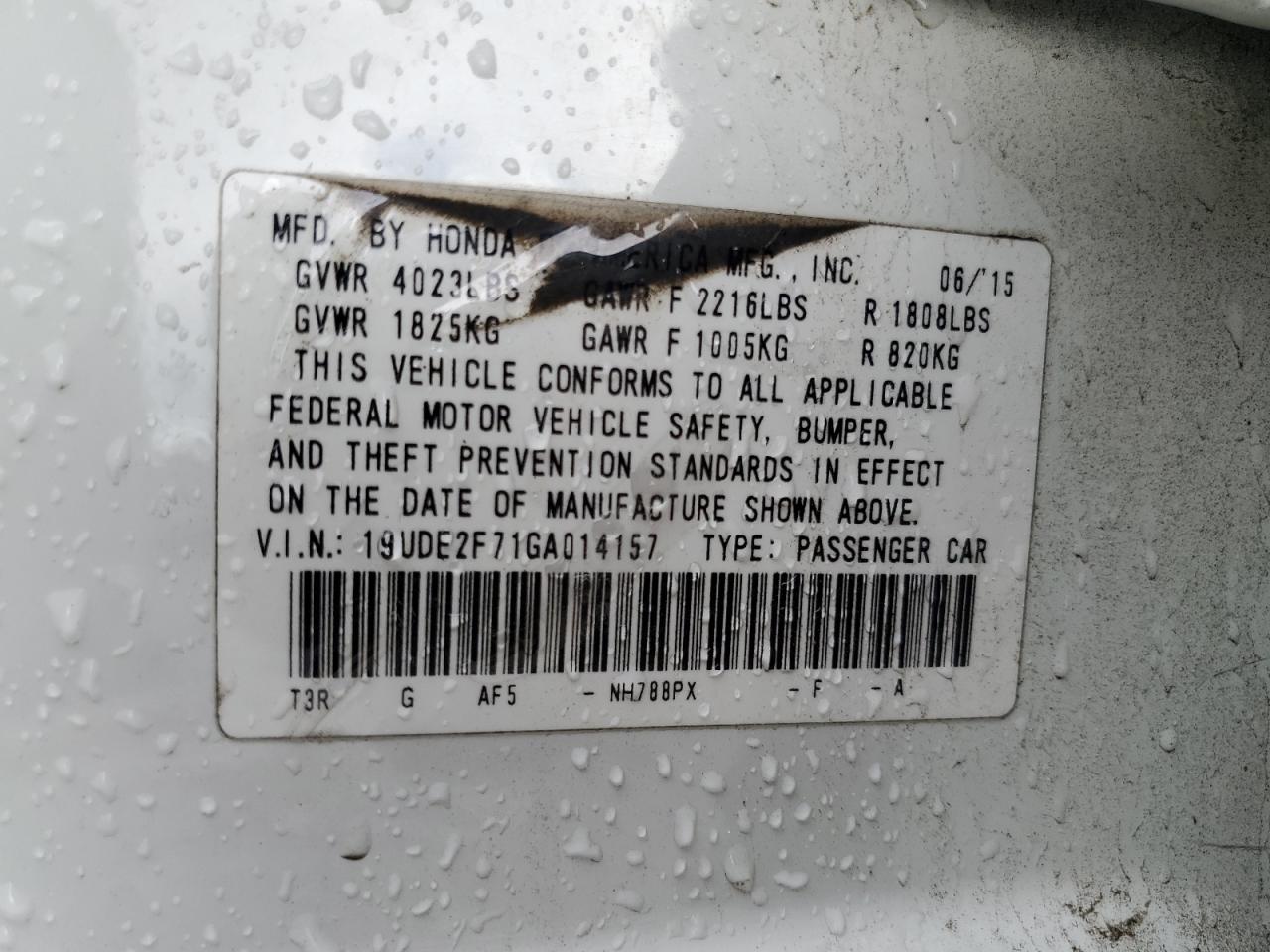 2016 Acura ILX VIN 19UDE2F71GA014157 Copart auction photo, rear end / minor dent/scratches damage thumbnail 12