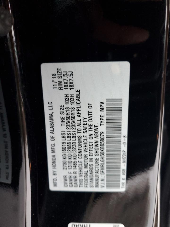 2019 Honda Odyssey VIN 5FNRL6H50KB058079 Copart auction photo, front end / minor dent/scratches damage thumbnail 13