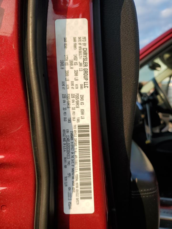 2013 Dodge Durango VIN 1C4RDJDG5DC654313 Copart auction photo, rear end damage thumbnail 14